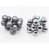 Bombki - Wiązka bombek szklanych na druciku 2,5 cm 12 sztuk grafitowy / srebrny - miniaturka - grafika 1