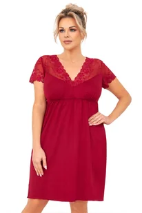 Donna Koszula nocna Livia Plus Burgundowa Koronka XXXL Bordowy - Piżamy damskie - miniaturka - grafika 1