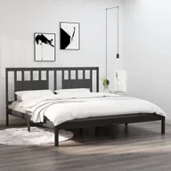 Łóżka - Łóżko z litego drewna sosna szara 200x200 cm - miniaturka - grafika 1