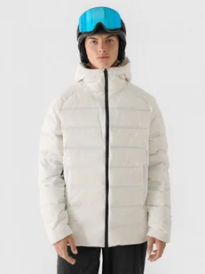 Męska kurtka narciarska z puchem naturalnym 4F 4FWAW24TTJAM717- biała - Kurtki i kamizelki sportowe męskie - miniaturka - grafika 1