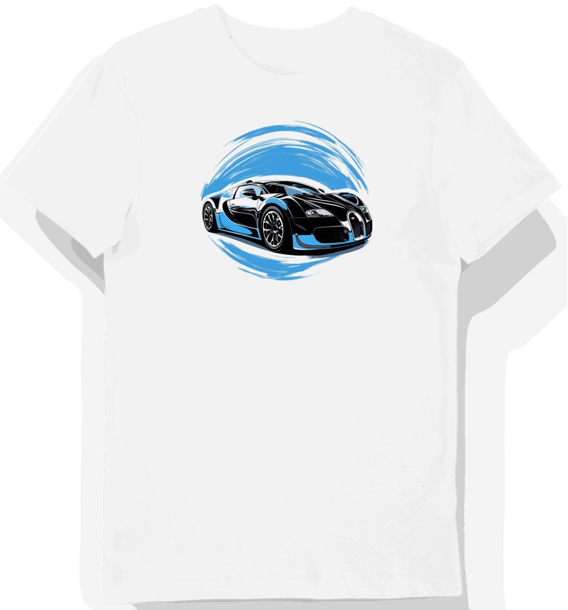 Koszulka męska biała z motywem sportowego samochodu Bugatti 3XL