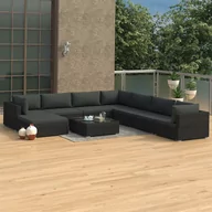 Meble ogrodowe - vidaXL 9 częściowy zestaw wypoczynkowy do ogrodu poduszki rattan PE czarny 46776 46776 - miniaturka - grafika 1