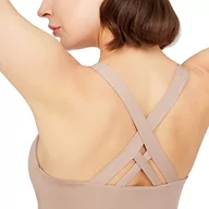 Biustonosze - LOS OJOS Biustonosz sportowy - Crisscross plecy średnie wsparcie biustonosz sportowy ze zdejmowanymi miseczkami, beżowy, XL - miniaturka - grafika 1