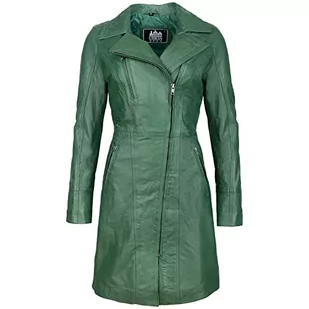 URBAN 5884 Damska kurtka skórzana Janice | elegancka kurtka z miękkiej skóry jagnięcej, długi model, zielony, M - Kurtki damskie - miniaturka - grafika 1