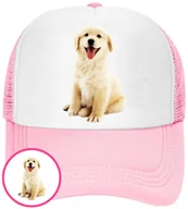 Czapki i chusty sportowe męskie - CZAPKA Z DASZKIEM PSY PIES PIESKI DLA DZIECI SIATKA RÓŻOWA BEJSBOLÓWKA - miniaturka - grafika 1