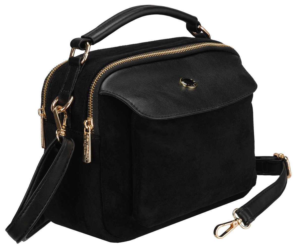 Czarna torebka damska mała skóra ekologiczna PETERSON listonoszka na ramię lub do ręki crossbody