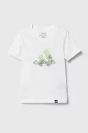 Koszulki dla dziewczynek - adidas t-shirt bawełniany dziecięcy GIRLS TRAIN TEE kolor biały - miniaturka - grafika 1