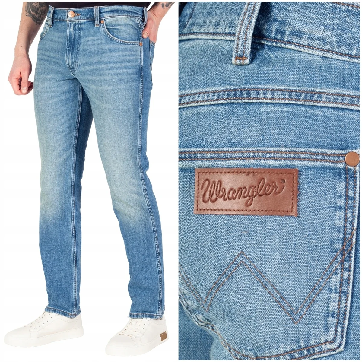 Wrangler Greensboro Harbor Blue ToughLite proste spodnie jeansowe W33 L34