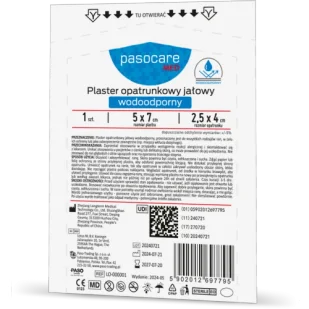 Pasocare Med Plaster opatrunkowy jałowy wodoodporny 5 x 7 cm, 1 sztuka - Apteczki i materiały opatrunkowe - miniaturka - grafika 1