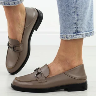 Beżowe skórzane mokasyny damskie Vinceza 18107 - Mokasyny damskie - miniaturka - grafika 1