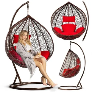 Fotel ogrodowy, wiszący, 202x105x105 cm, Hawana, brązowy, czerwony - Fotele ogrodowe wiszące - miniaturka - grafika 1