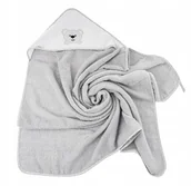 Okrycia kąpielowe dla dzieci - Bocioland Okrycie Kąpielowe Ręcznik Z Kapturkiem 80X80Cm Miś Grey 0212 - miniaturka - grafika 1