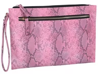 Torebki damskie - Różowa Torebka Kopertówka, Wężowa Skóra - miniaturka - grafika 1