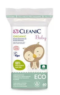 Cleanic HARPER HIGIENIC GMBH Baby ECO Organic Płatki bawełniane dla niemowląt i dzieci 60 sztuk - Chusteczki nawilżane - miniaturka - grafika 2