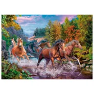 Zabawki kreatywne - Mozaika diamentowa, haft 30x40 Konie w rzece v8 Flamingo line - miniaturka - grafika 1