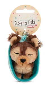 NICI 61605 Sleeping Pets breloczek piesek Yorkshire Terrier w koszyczku, wierny towarzysz do plecaka lub torby, zawieszka do kluczy dla małych i dużych, 8 cm, brązowy - Plecaki - miniaturka - grafika 1