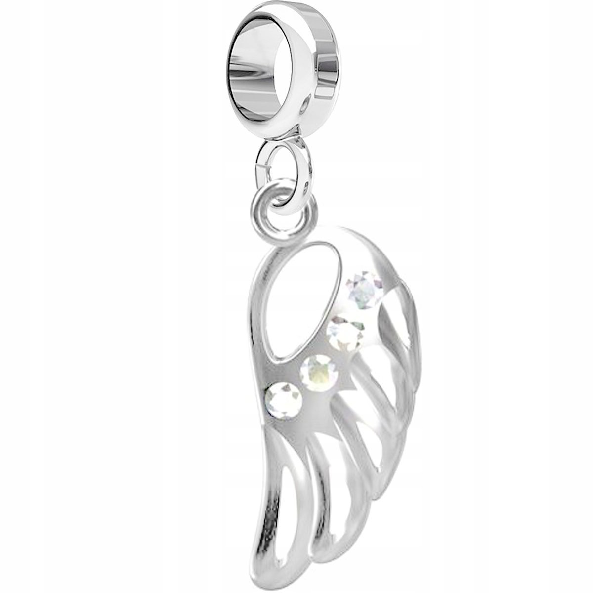 Charms Srebrny z Skrzydłem Skrzydło Anioła Skrzydełko Cyrkonie SREBRO 925