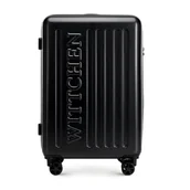 Walizki - Średnia walizka z ABS-u z tłoczonym logo czarna - miniaturka - grafika 1