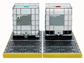 Pojemniki przemysłowe - Duża Wanna Wychwytowa Pod 4 Ibc (16 Beczek) - Platforma Robocza Z Kratownicą 1200L Żółty Powyżej 401 L. Z Kratownicą 4 Pojemniki Ibc 312 Cm X 252 Cm X - miniaturka - grafika 1