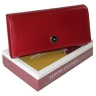 Portfele - Portfel Damski Skórzany Peterson Długi Suwak Wewnątrz Skóra Naturalna Lakierowana PTN 1680144 CZERWONY 18,5 x 10 x 3 [cm] - miniaturka - grafika 1