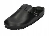 Klapki i japonki damskie - Scholl Czarne Klasyczne Klapki Damskie z Klamrą na Pasku Skóra 35 Cwn - SCHOLL - miniaturka - grafika 1