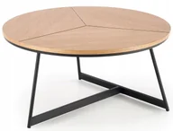 Ławy i stoliki kawowe - Stolik Kawowy Okrągły do Salonu Loft Nowoczesny Dąb Naturalny Czarny Karida - miniaturka - grafika 1