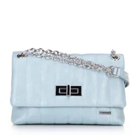 Torebki damskie - Damska crossbody z ekoskóry dwukomorowa mała niebieska - miniaturka - grafika 1