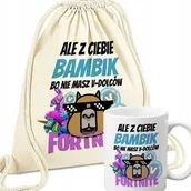 Gadżety dla niej i dla niego - Zestaw Worek Beż + Kubek ALE Z CIEBIE BAMBIK Wzory - miniaturka - grafika 1