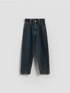 Spodnie i spodenki dla dziewczynek - Reserved - Jeansy paperbag - granatowy - miniaturka - grafika 1