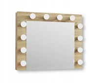 Toaletki - Lustro z 12 żarówki LED idealne do toaletki dąb craft - miniaturka - grafika 1