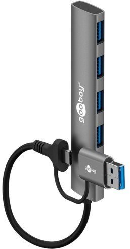 HUB USB Goobay 2 w 1 slim 4-portowy koncentrator USB, 5 Gbit/s RB79149