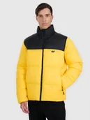 Kurtki męskie - 4F Kurtka puchowa z wypełnieniem syntetycznym męska - żółta M - miniaturka - grafika 1