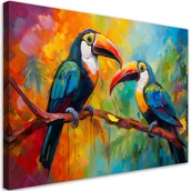 Obrazy i zdjęcia - Feeby Obraz na płótnie, Tukan Kolorowe Ptaki Tropikalne 90x60cm - miniaturka - grafika 1