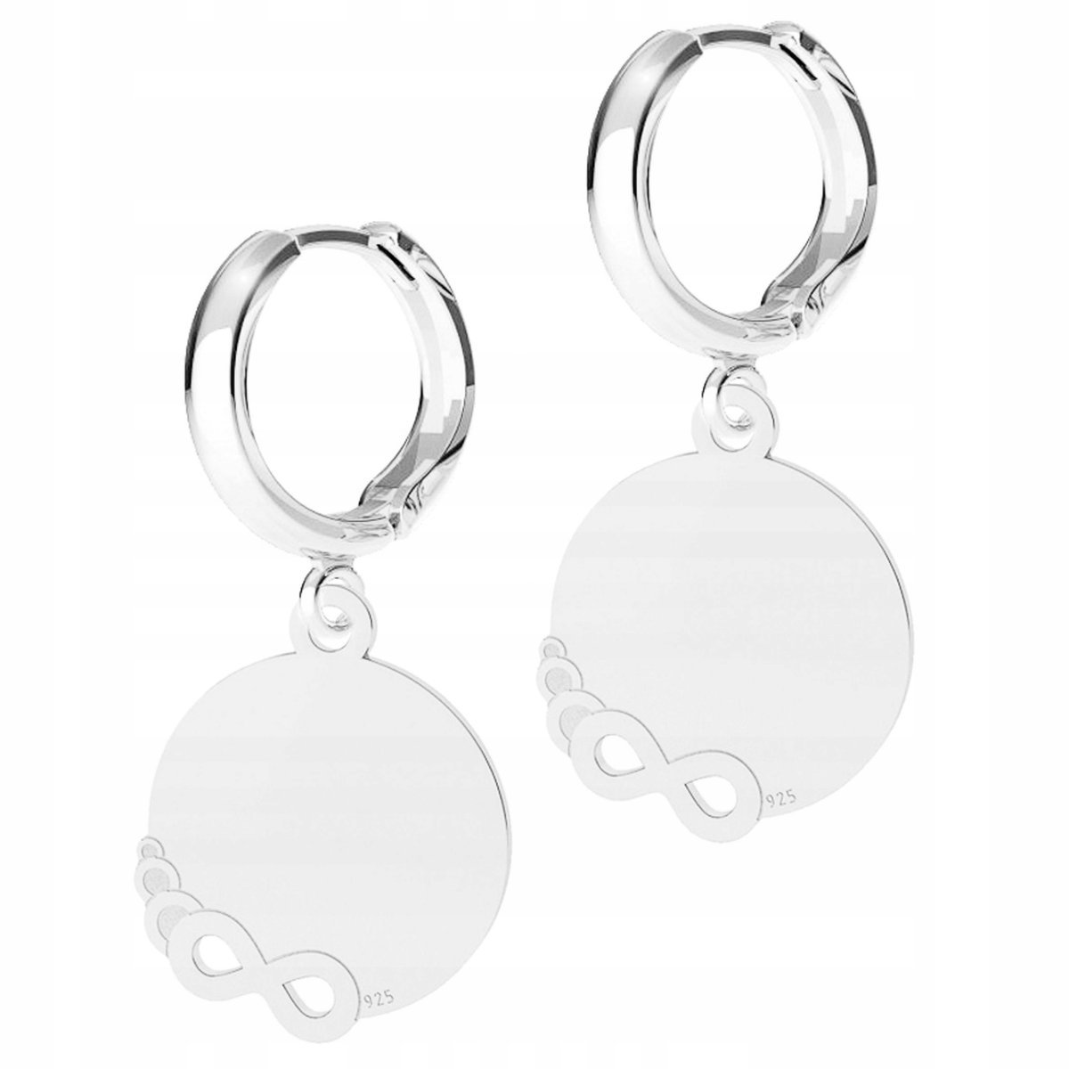 Kolczyki Srebrne Okrągłe Blaszki z Nieskończonością Ósemki SREBRO 925