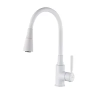 Baterie kuchenne - Invena Bateria zlewozmywakowa HULA PLUS TREND z ruchomą 2-funkcyjną wylewką biała - miniaturka - grafika 1