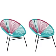 Fotele i krzesła ogrodowe - Beliani Zestaw 2 krzeseł rattanowych różowo-turkusowe ACAPULCO 117888 - miniaturka - grafika 1