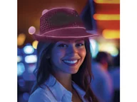 Dodatki do strojów karnawałowych - Kapelusz LED różowy - 1 szt. - miniaturka - grafika 1