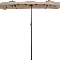 Parasole ogrodowe - Podwójny Parasol Ogrodowy 430 x 260 cm – Prostokątny Parasol z 10 Metalowymi Żebrami, Ochrona przed Promieniowaniem UV, bez Podstawy, Brązowy - miniaturka - grafika 1