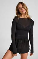 Biustonosze - Hunkemöller super miękka top z kaszmirem z dekoltem w łódkę Czarny - miniaturka - grafika 1