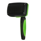 Szczotki i furminatory - Szczotka do wyczesywania sierści psa, kota prostokątny grzebień z pinami czarno-zielony PA0219 - miniaturka - grafika 1