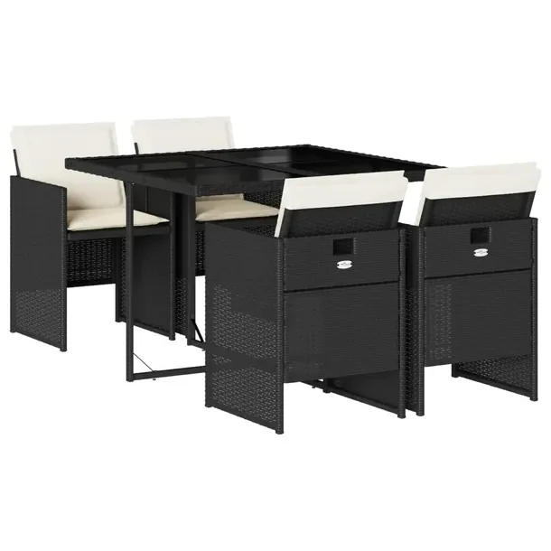 Zestaw mebli ogrodowych czarny rattan PE 110 x 106 x 73 cm, 4 krzesła