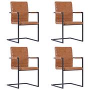 Krzesła - vidaXL Krzesła do jadalni, 4 szt., wspornikowe, lśniący brąz, ekoskóra - miniaturka - grafika 1