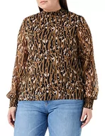 Bluzki damskie - Vila Damska bluzka VIFALIA HIGH Neck L/S TOP/SU/LC, czarna/AOP:Ana, 36, Czarny/Aop: ana, 36 - miniaturka - grafika 1