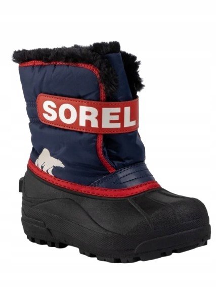 SOREL DZIECIĘCE ŚNIEGOWCE OCIEPLANE RZEPY GRANATOWE 27 JŁA