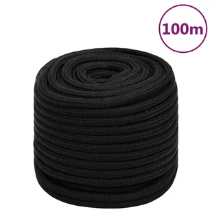 vidaXL Linka robocza, czarna, 18 mm, 100 m, poliester - Żeglarstwo - miniaturka - grafika 1