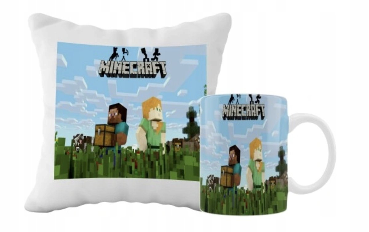 ZESTAW PODUSZKA + KUBEK Prezent MINECRAFT CREEPER gra + IMIĘ 39