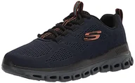 Trampki męskie - Skechers Męskie trampki Glide-Step Fasten Up, Granatowa siatka pomarańczowa wykończenie, 39 EU - miniaturka - grafika 1