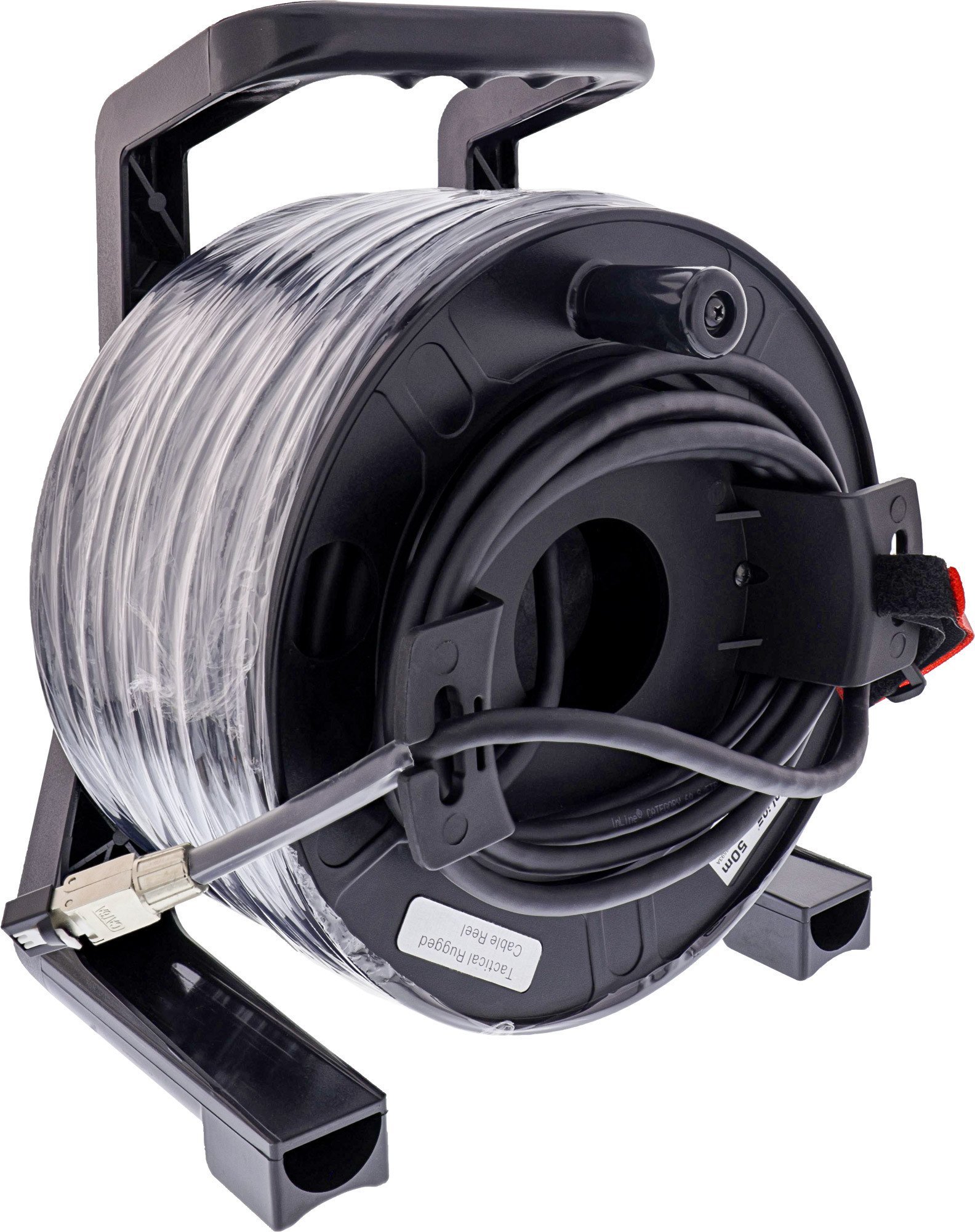 InLine® Netzwerk-Kabeltrommel Outdoor, Cat.6A PUR RJ45, 50m, schwarz