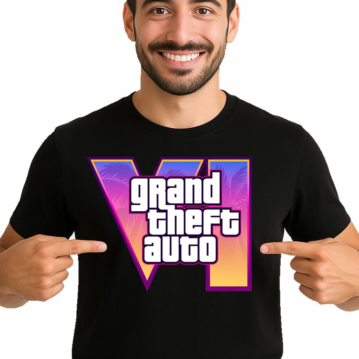 KOSZULKA MĘSKA GTA VI GRAND THEFT AUTO 6 LOGO M 3495 PREMIUM CZARNA