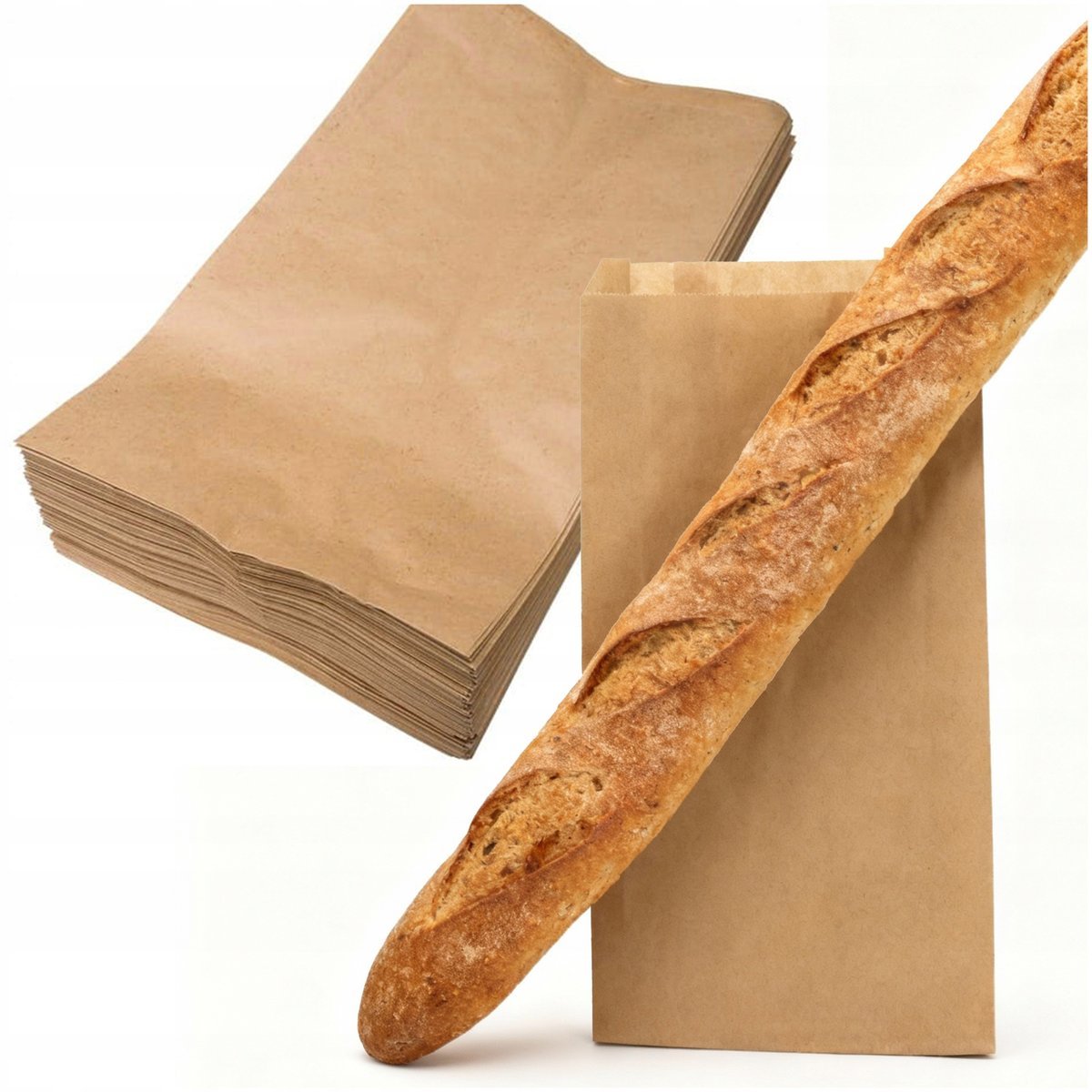 Torba papierowa brązowa torebka eko fałdowa śniadaniowa 280x410 mm 1000 sztuk bez nadruku do dużego pieczywa chleba bułek wypieków kanapek słodkości..